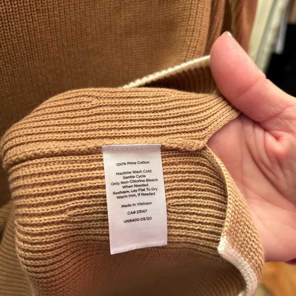 Talbots, Size Petite P, Tan sweater with cream trim - Picture 4 of 4